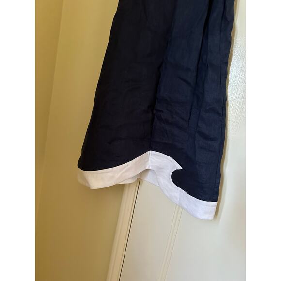 Authentic Staud allori dark navy blue and white linen allori dres - Picture 2 of 4